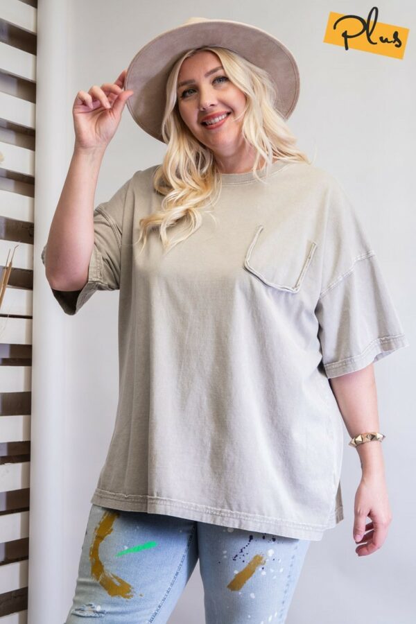 Mineral Washed Cotton Jersey Boxy Tunic Tops