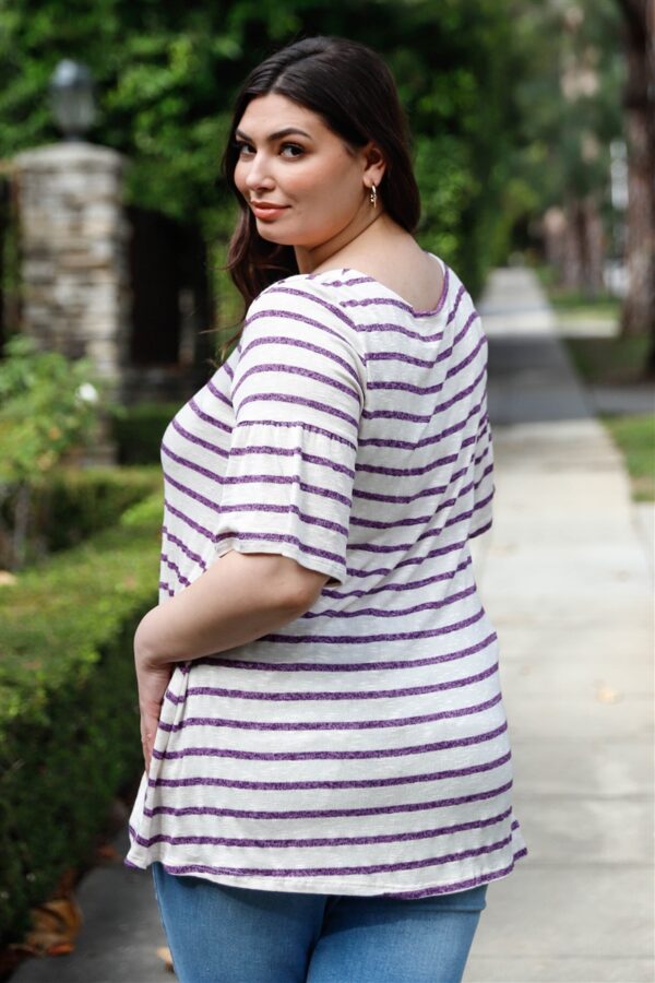 Plus Stripe Bell Short Sleeve Top Tops