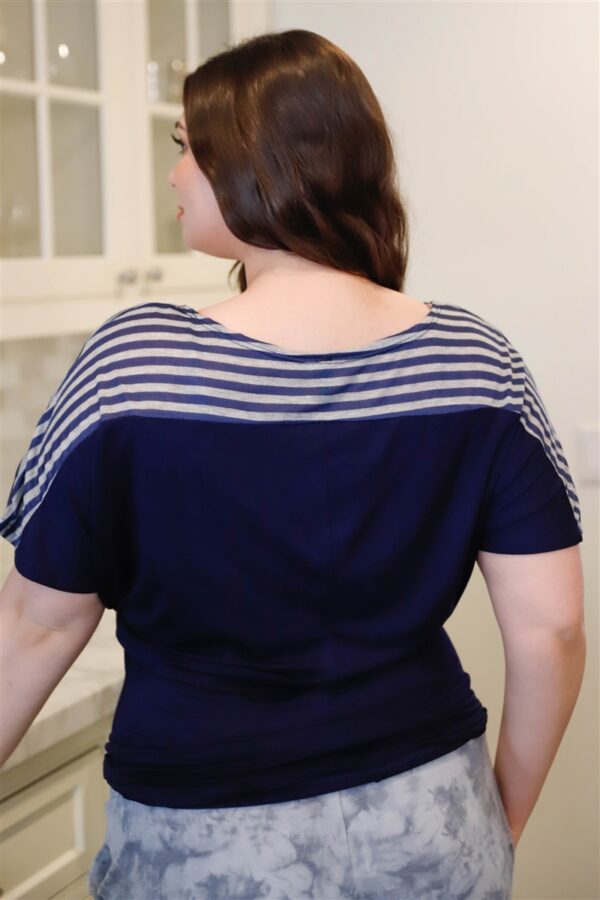 Plus Stripe Short Sleeve Top Tops