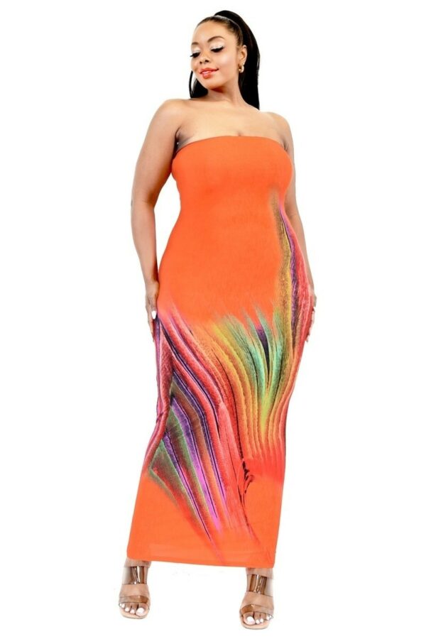 Plus Sleeveless Color Gradient Tube Top Maxi Dress Rompers