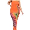 Plus Sleeveless Color Gradient Tube Top Maxi Dress Rompers