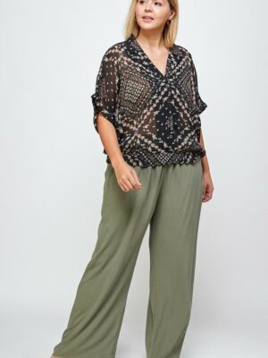 Solid Full Length Wide Leg Palazzo Pants Bottoms