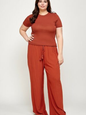 Solid Full Length Wide Leg Palazzo Pants Bottoms