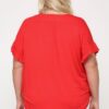 Solid Viscose Knit Surplice Top With Ruffle Sleeve Tops