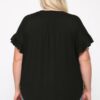 Solid Viscose Knit Surplice Top With Ruffle Sleeve Tops