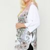 Floral Wings Sublimation Print, Long Body Cardigan Tops