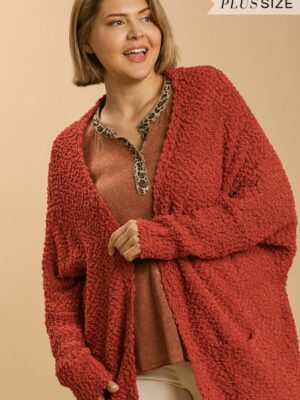 Open Front Oversized Cardigan Sweater With Pockets outerwear