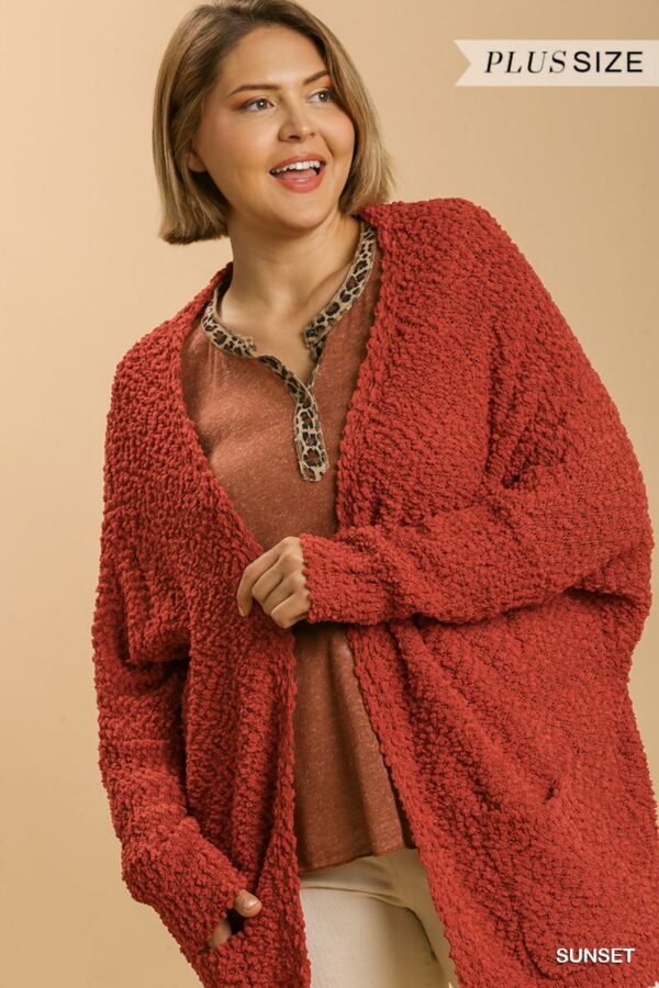 Open Front Oversized Cardigan Sweater With Pockets outerwear