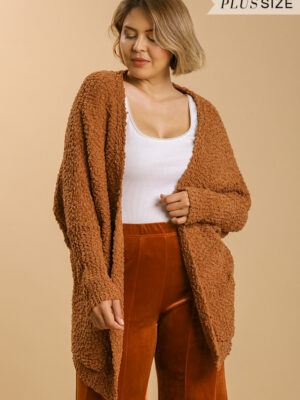 Open Front Oversized Cardigan Sweater With Pockets outerwear