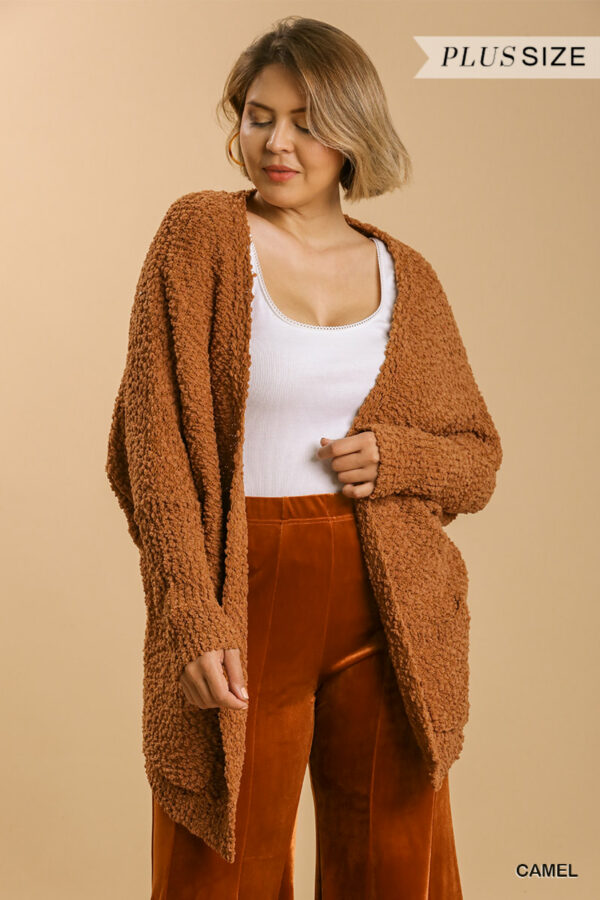 Open Front Oversized Cardigan Sweater With Pockets outerwear