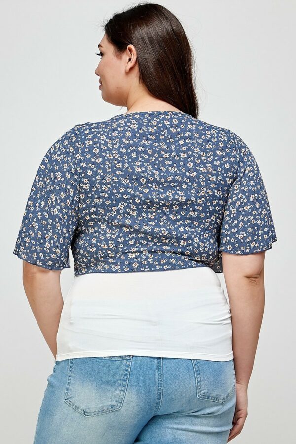 Plus Size Ditsy Floral Print Cropped Bolero Cardigan Tops