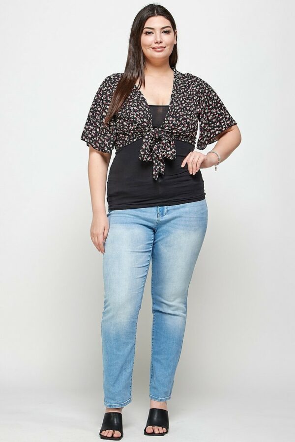 Plus Size Ditsy Floral Print Cropped Bolero Cardigan Tops