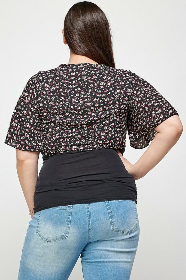 Plus Size Ditsy Floral Print Cropped Bolero Cardigan Tops