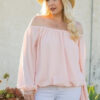 Off Shoulder Long Bubble Sleeve Solid Top Tops