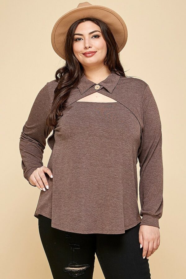 Plus Size Solid Long Sleeve Fashion Top Tops