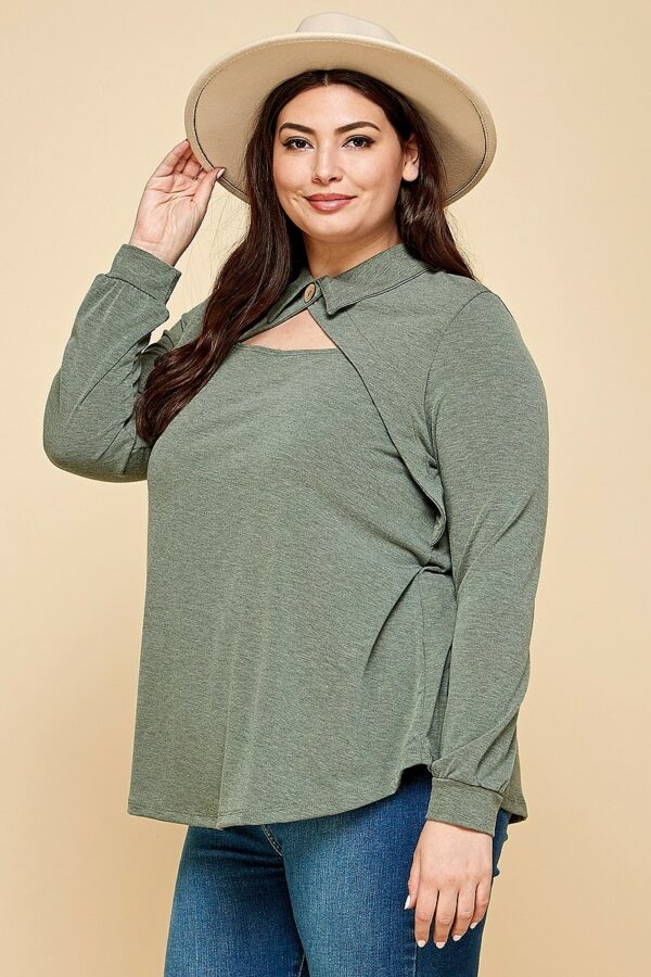 Plus Size Solid Long Sleeve Fashion Top Tops