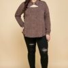 Plus Size Solid Long Sleeve Fashion Top Tops