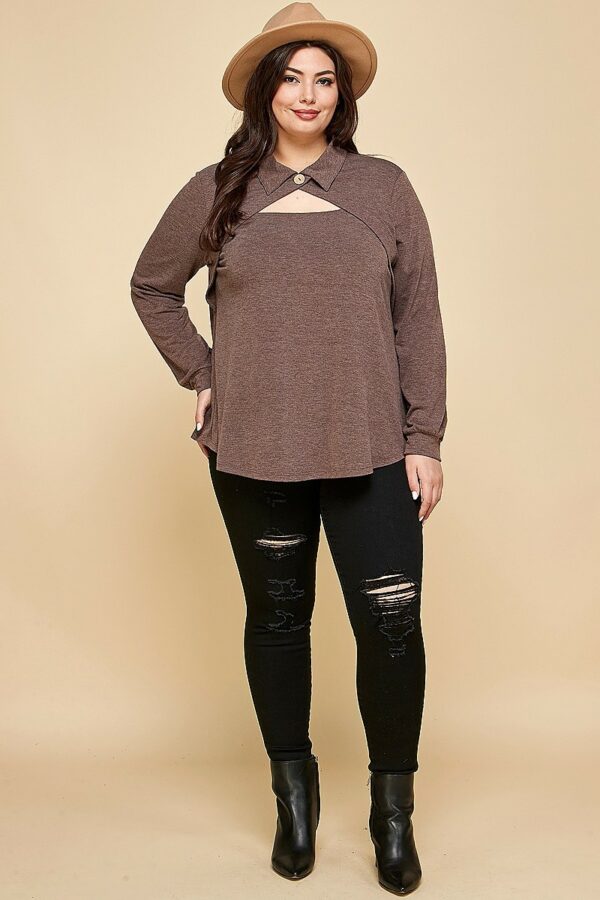 Plus Size Solid Long Sleeve Fashion Top Tops