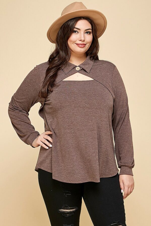 Plus Size Solid Long Sleeve Fashion Top Tops