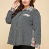 Plus Size Printed Patchwork Contrast Button Up Shirt Tops