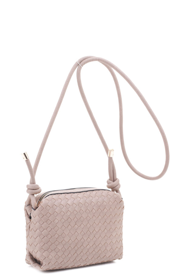 Braid Texture Zipper Crossbody Bag Handbags