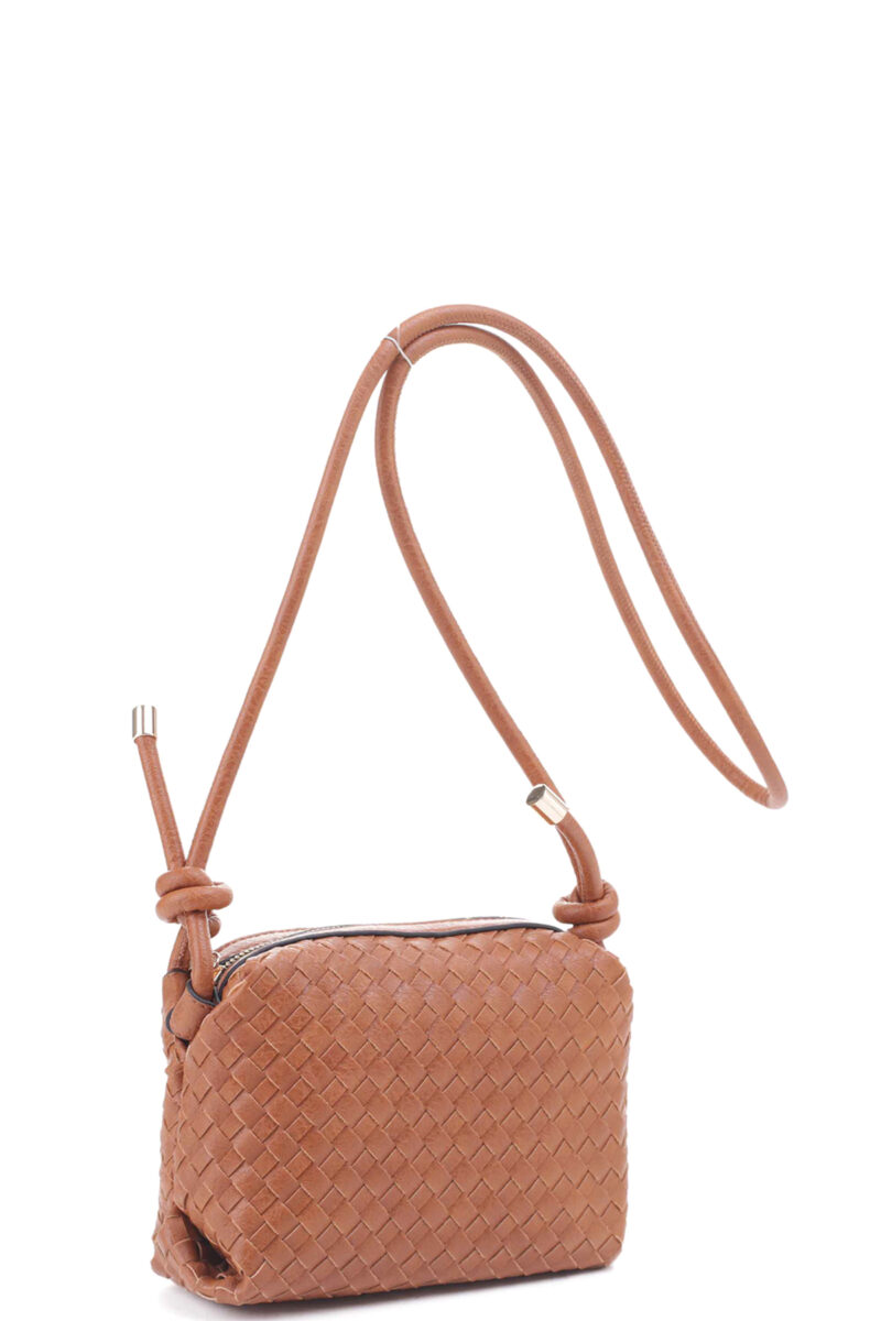 Braid Texture Zipper Crossbody Bag Handbags