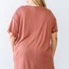 Plus Brick Round Neck Short Sleeve Relax Top Tops