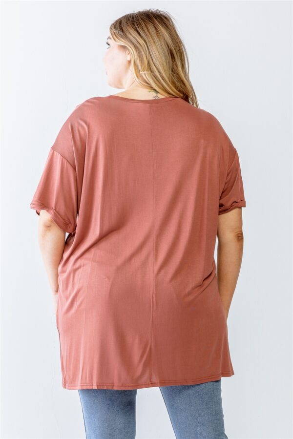 Plus Brick Round Neck Short Sleeve Relax Top Tops