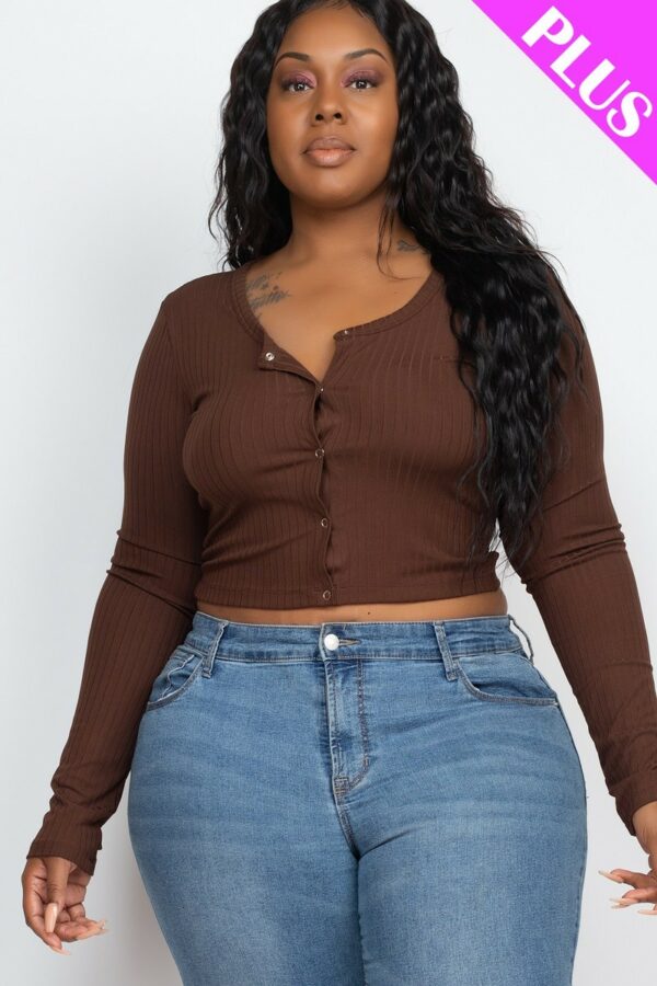 Plus Size Button Up Cropped Top Basics