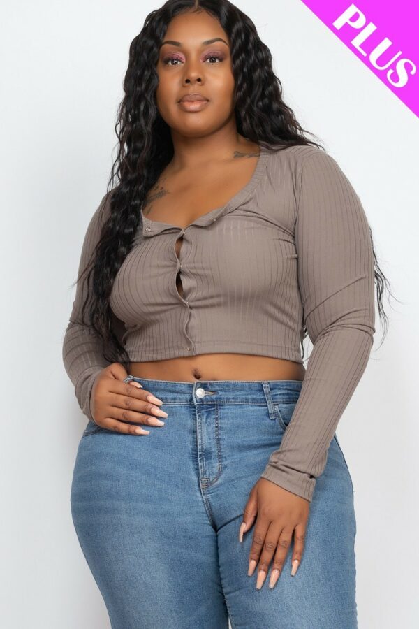 Plus Size Button Up Cropped Top Basics