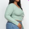 Plus Size Button Up Cropped Top Basics