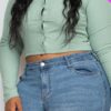 Plus Size Button Up Cropped Top Basics