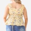 Plus Floral Button-up Sleeveless Flare Hem Top Tops