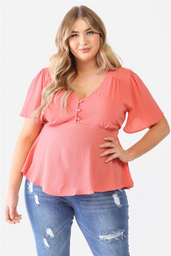 Plus Tie Detail Flare Top Tops