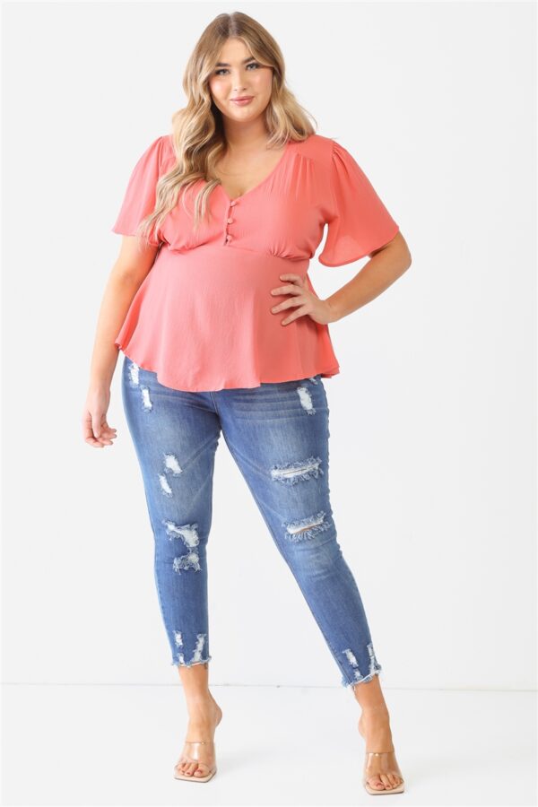 Plus Tie Detail Flare Top Tops