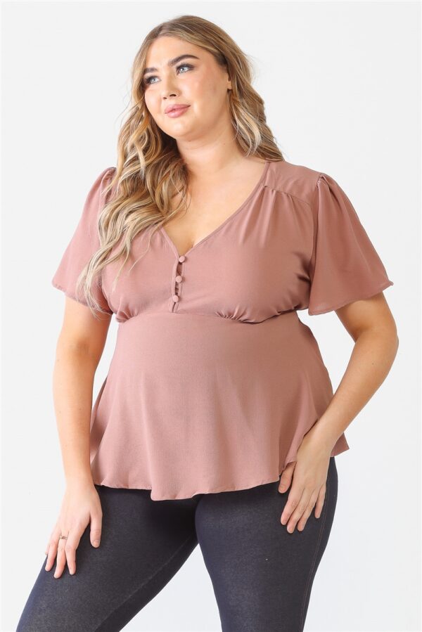 Plus Tie Detail Flare Top Tops