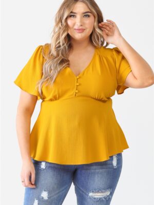 Plus Tie Detail Flare Top Tops