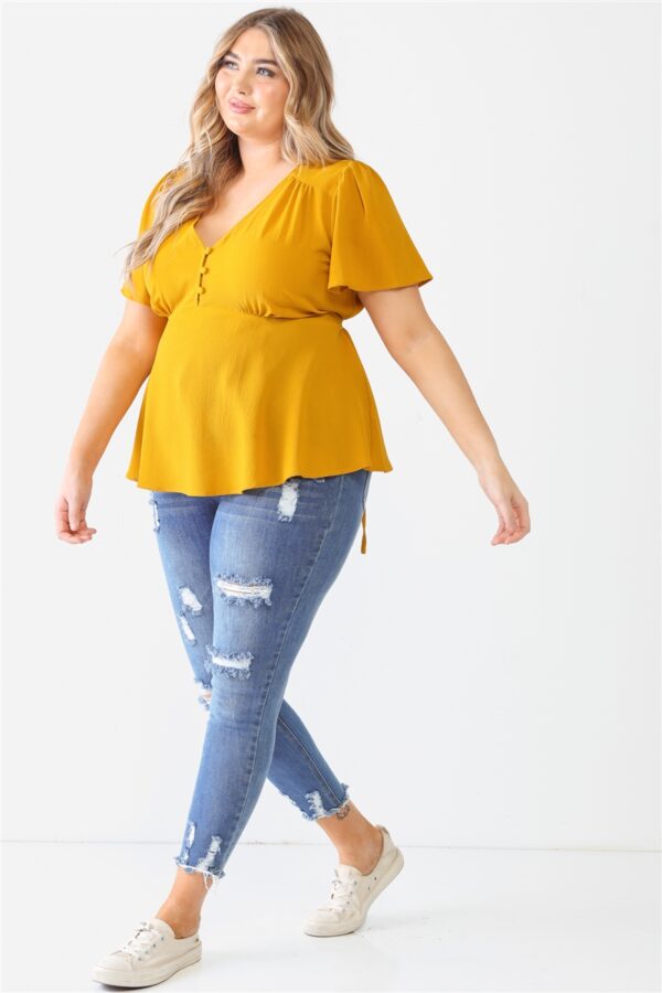 Plus Tie Detail Flare Top Tops