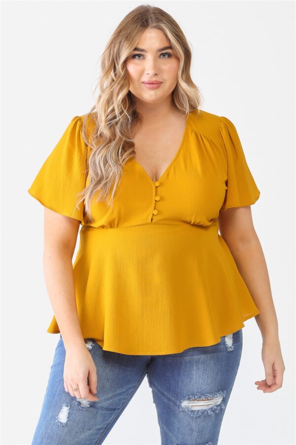 Plus Tie Detail Flare Top Tops