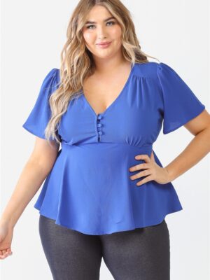 Plus Tie Detail Flare Top Tops