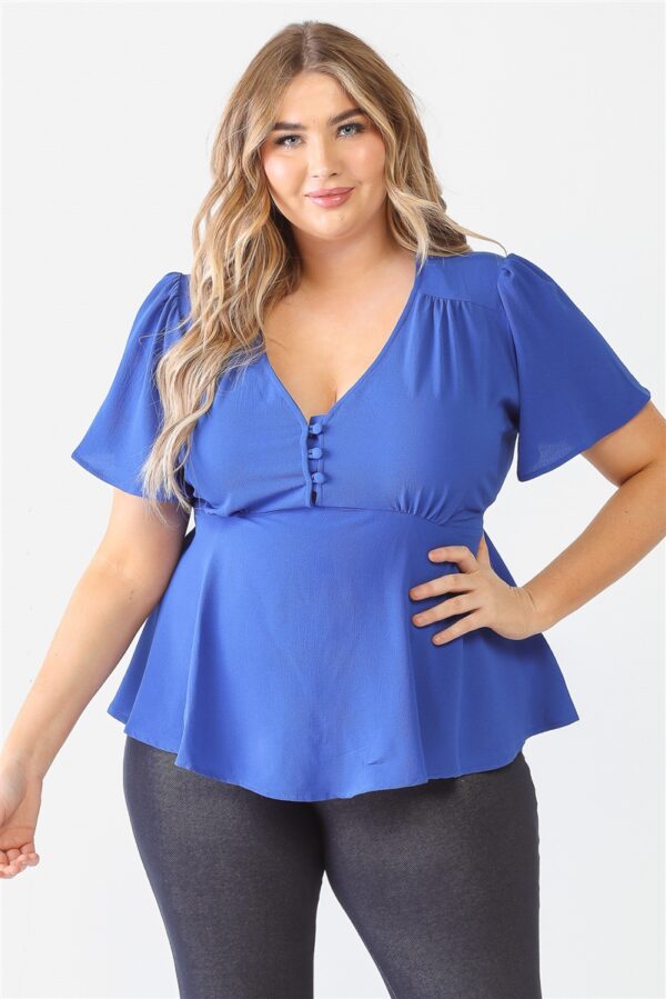 Plus Tie Detail Flare Top Tops