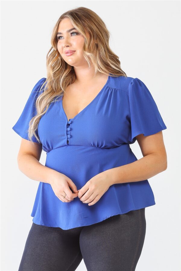 Plus Tie Detail Flare Top Tops