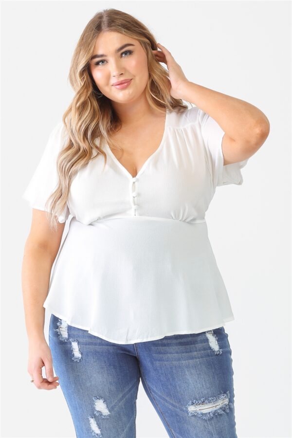 Plus Tie Detail Flare Top Tops