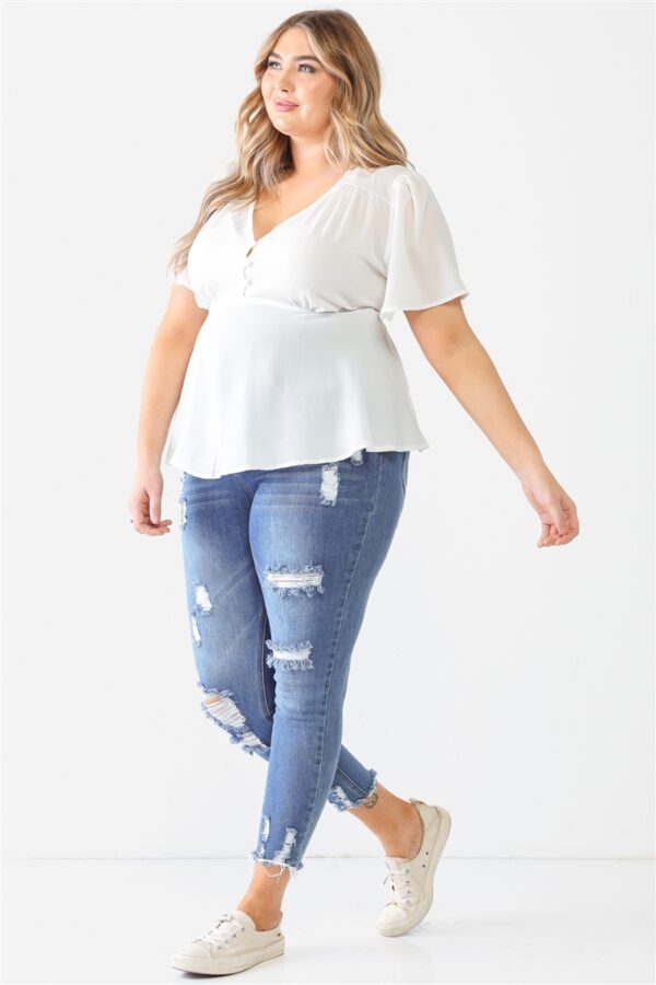 Plus Tie Detail Flare Top Tops