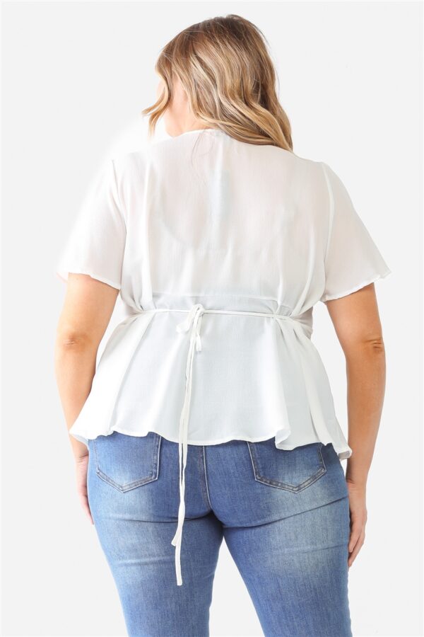 Plus Tie Detail Flare Top Tops