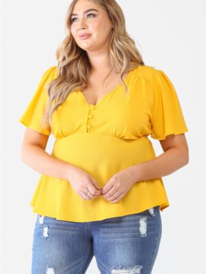 Plus Tie Detail Flare Top Tops