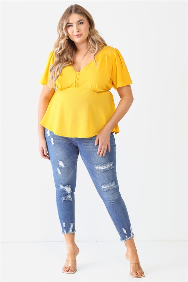 Plus Tie Detail Flare Top Tops