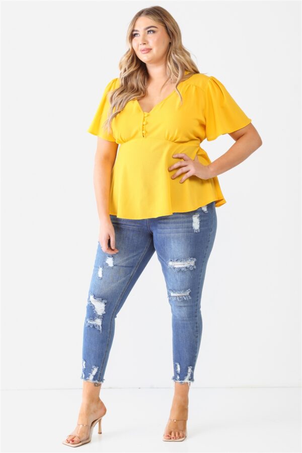 Plus Tie Detail Flare Top Tops