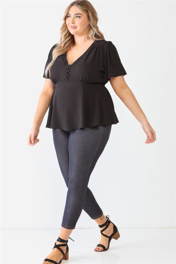 Plus Tie Detail Flare Top Tops