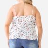 Plus Floral Sleeveless Wrap Neck Flare Hem Top Tops